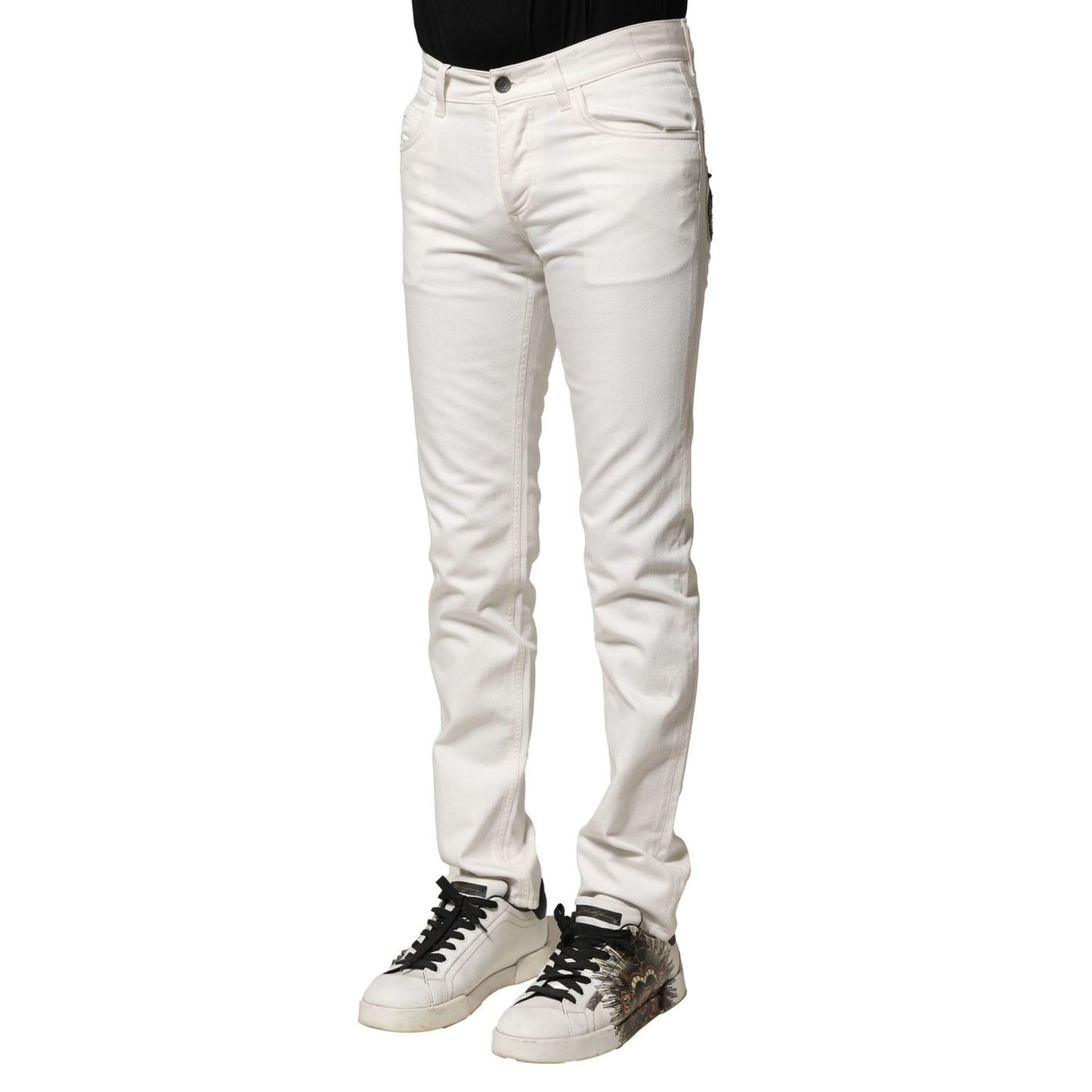 Dolce & Gabbana White Cotton Skinny Men Denim Jeans