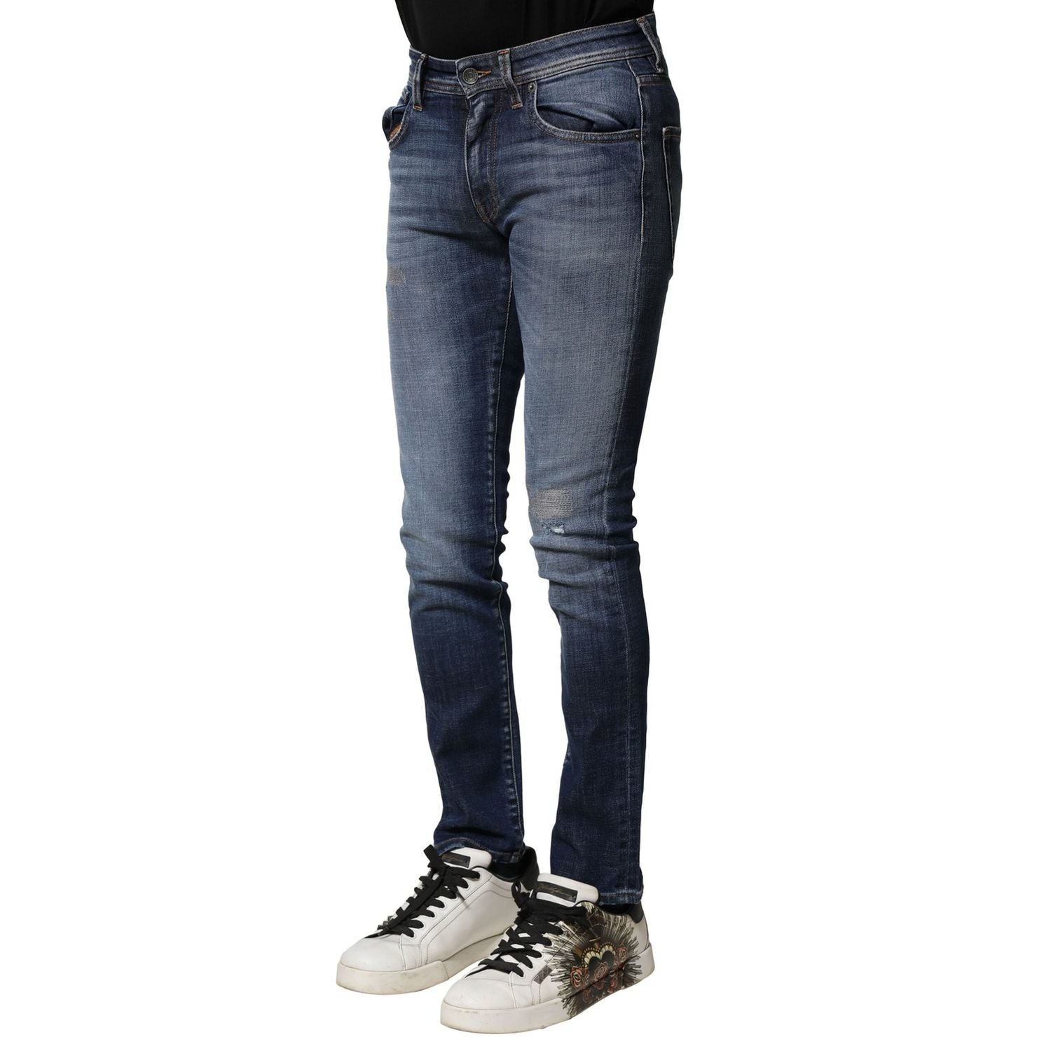 Dolce & Gabbana Blue Washed Cotton Slim Fit Men Denim Jeans
