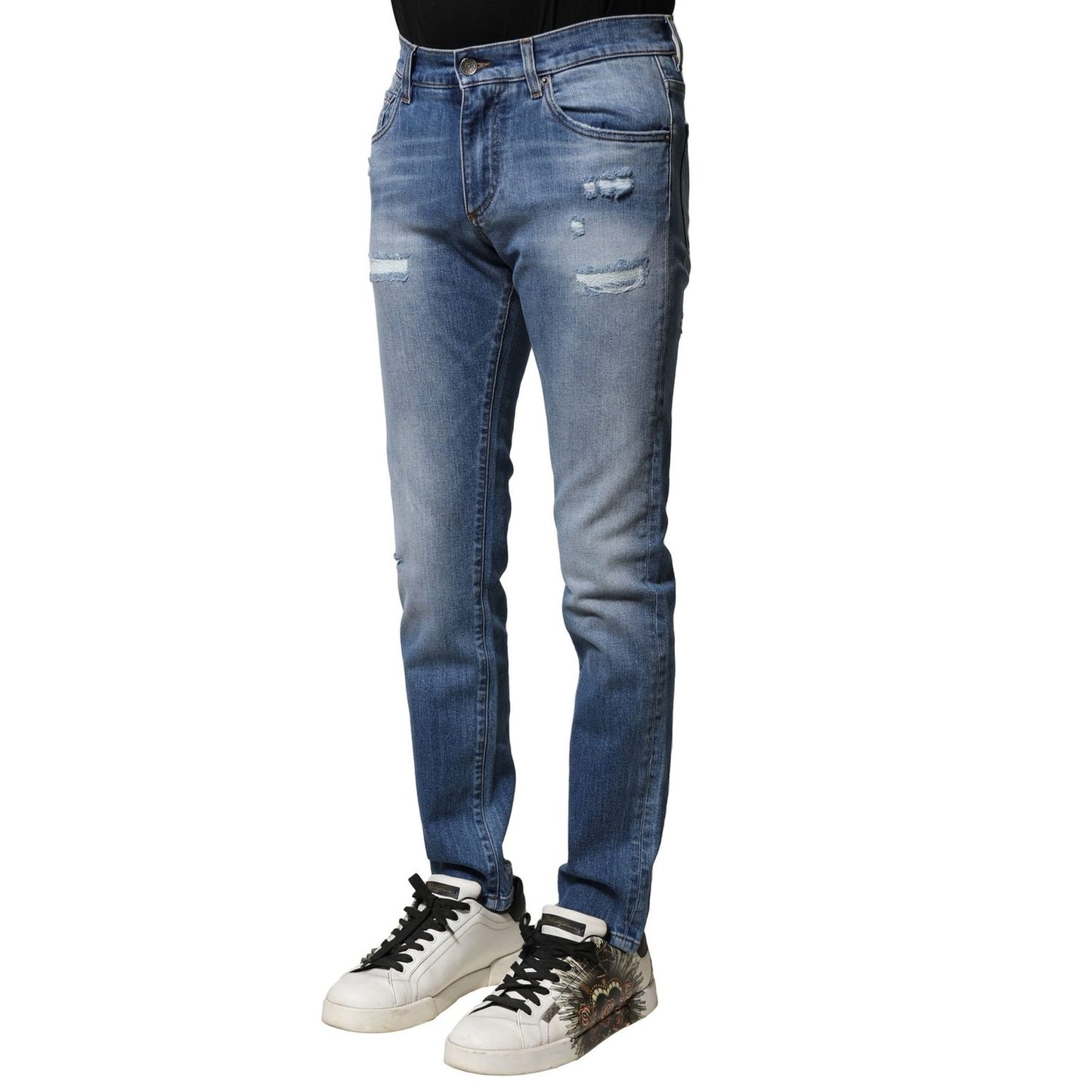 Dolce & Gabbana Blue Washed Cotton Skinny Men Denim Jeans