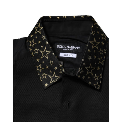 Dolce & Gabbana Black Cotton GOLD Long Sleeves Dress Shirt