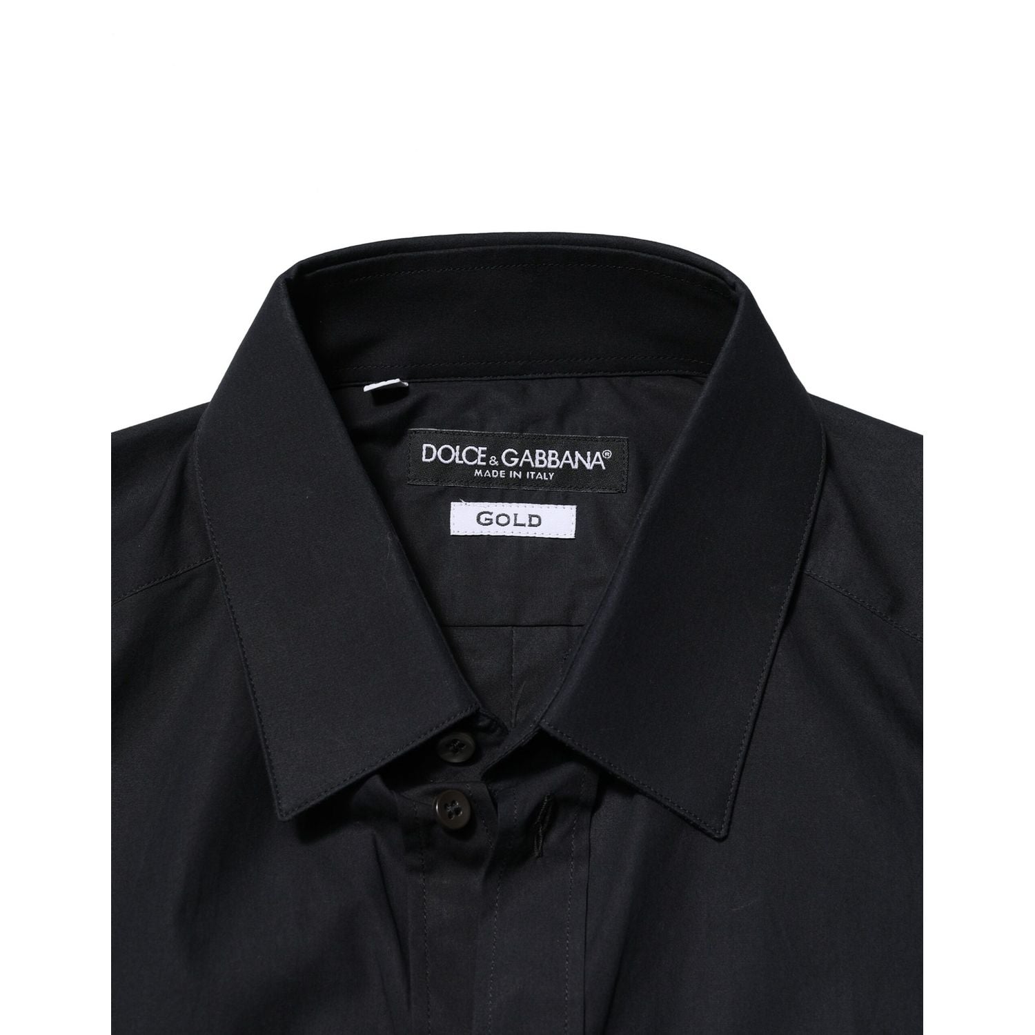 Dolce & Gabbana Black Cotton GOLD Long Sleeves Dress Shirt