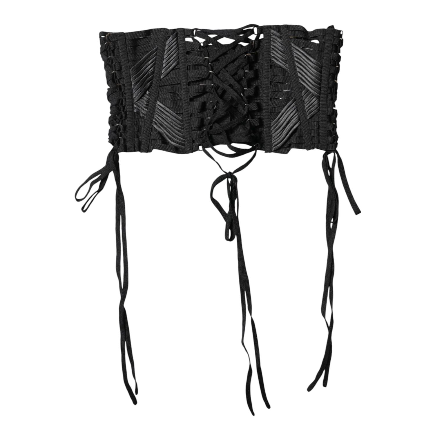 Dolce & Gabbana Black Cotton Waist LaceUp Strap Corset Belt
