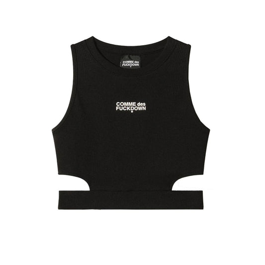 Comme Des Fuckdown Black Cotton Tops & T-Shirt CO-15662-XS