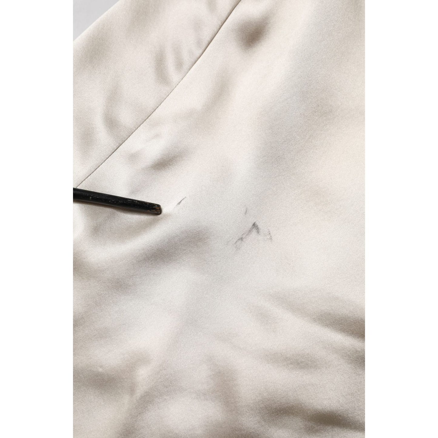 Dolce & Gabbana Beige Satin Silk Collared Long Sleeves Top