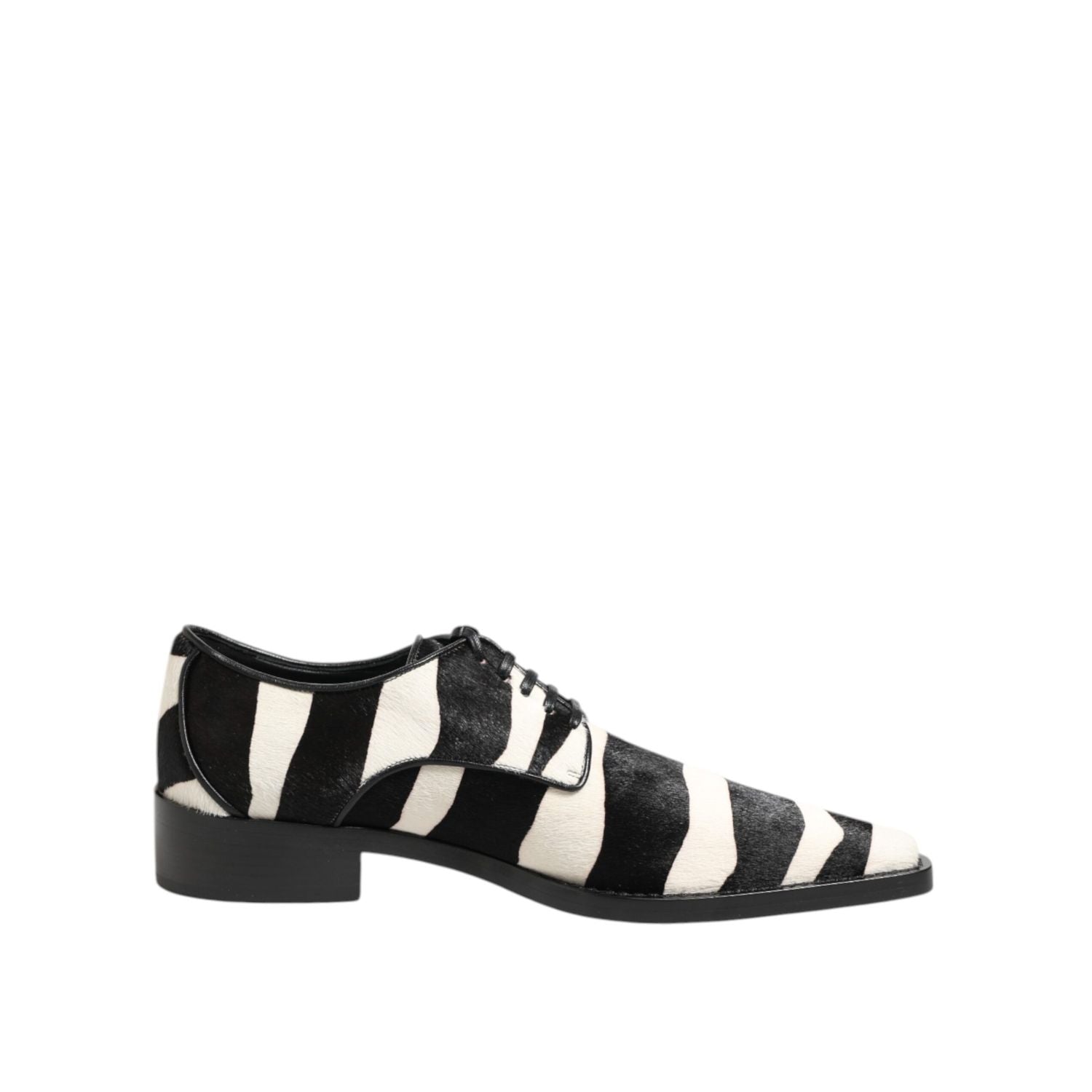 Dolce & Gabbana Black White Zebra Pony Fur Dress Shoes