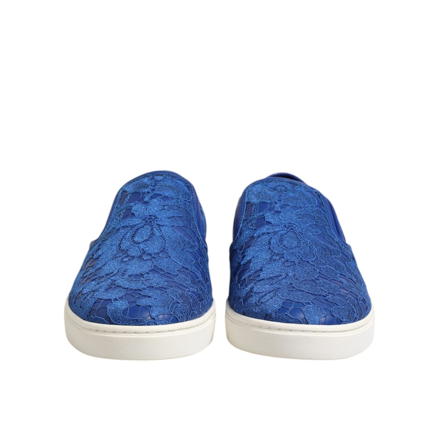 Dolce & Gabbana Blue Leather Lace Slip On Sneaker Shoes MV7405-40