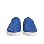 Dolce & Gabbana Blue Leather Lace Slip On Sneaker Shoes MV7405-40