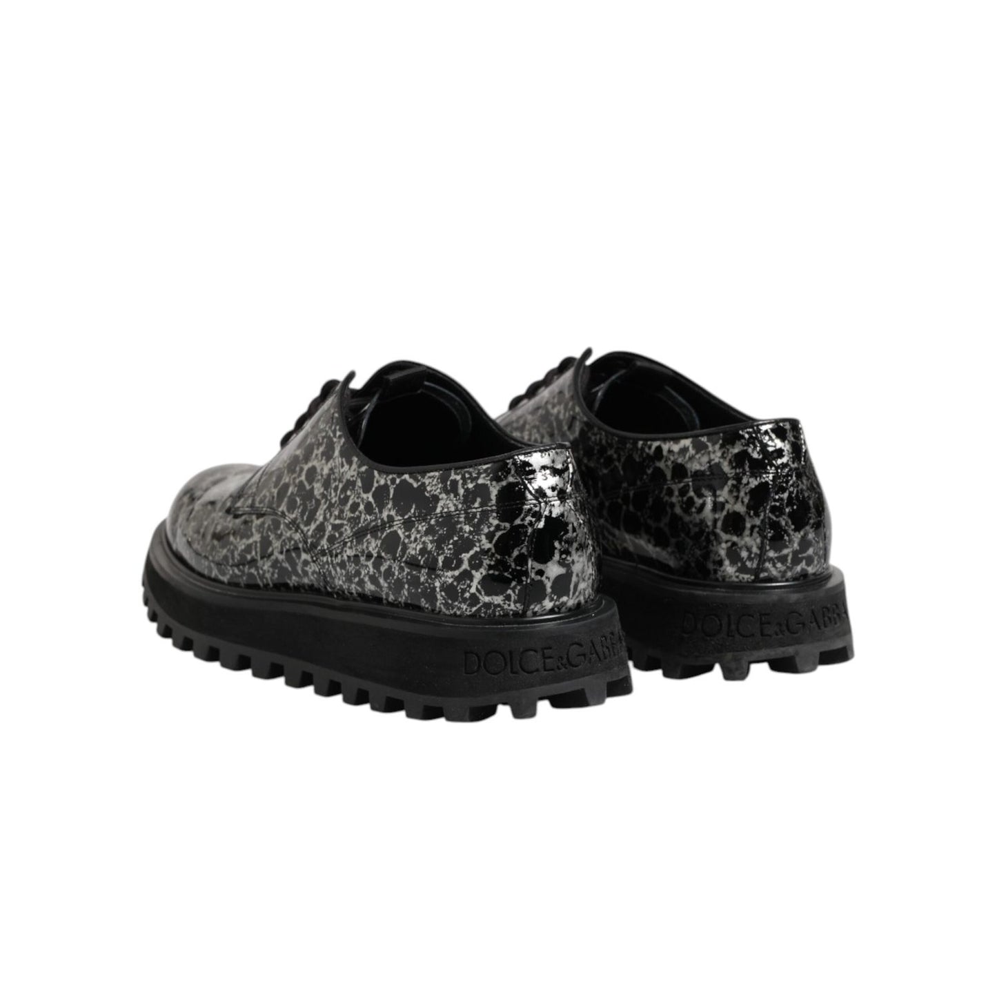 Dolce & Gabbana Black White Calfskin Chunky Derby Shoes