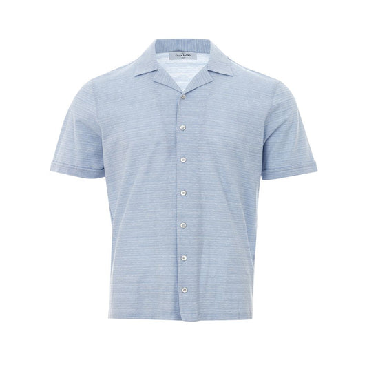 Gran Sasso Blue Linen And Cotton Shortsleeve GR-447967320013813-IT50 | L