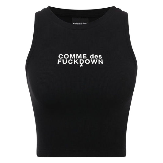 Comme Des Fuckdown Black Cotton Tops & T-Shirt CO-15684-S