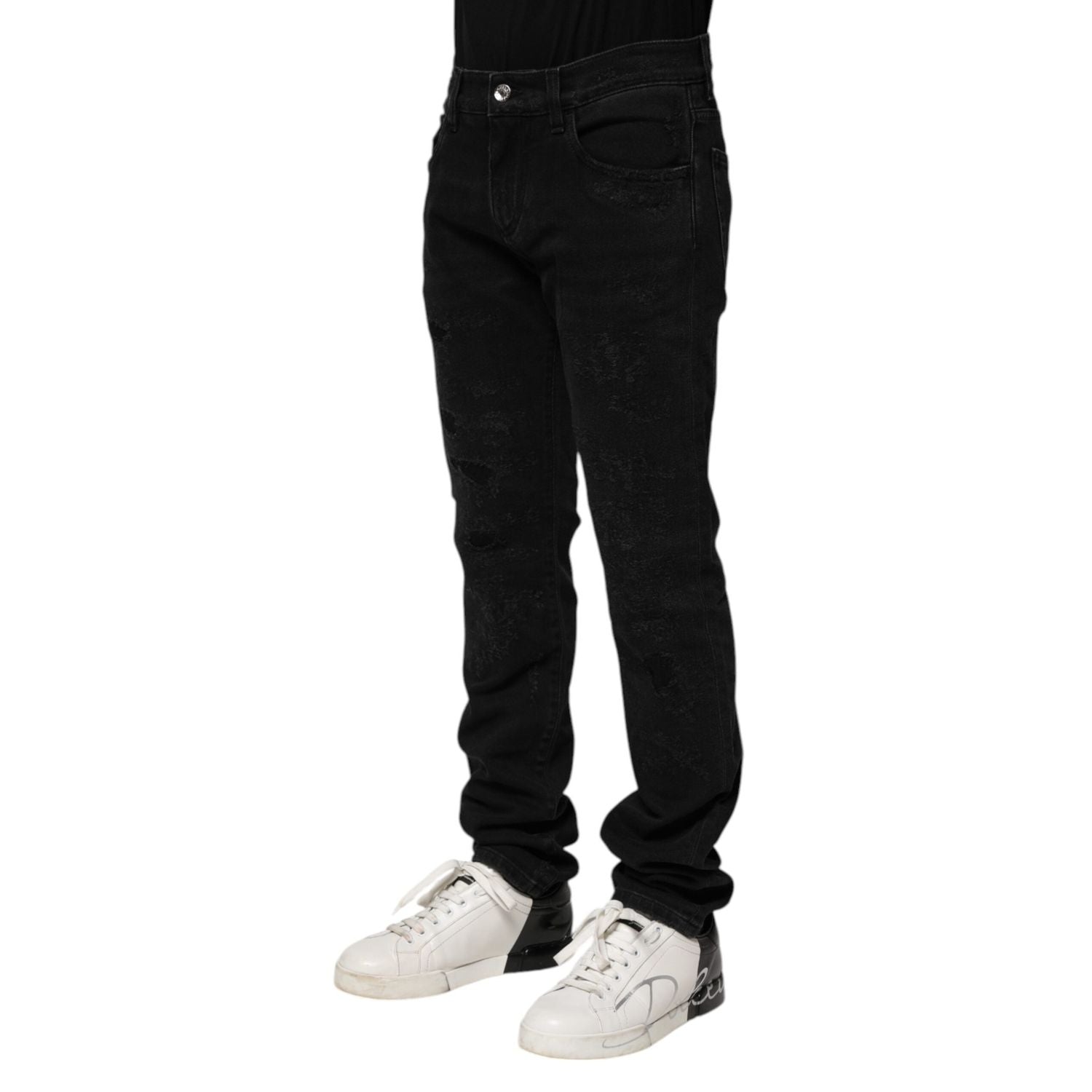 Dolce & Gabbana Black Cotton Skinny Men Denim Jeans