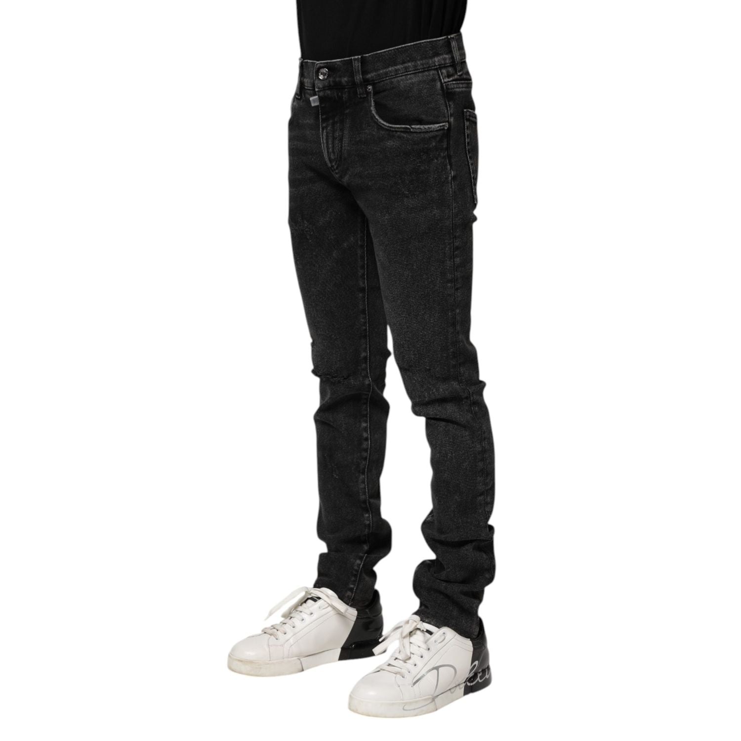 Dolce & Gabbana Black Cotton Skinny Men Denim Jeans