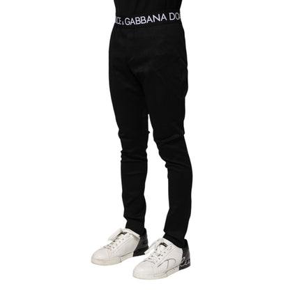 Dolce & Gabbana Black Nylon Skinny Men Jogger Pants