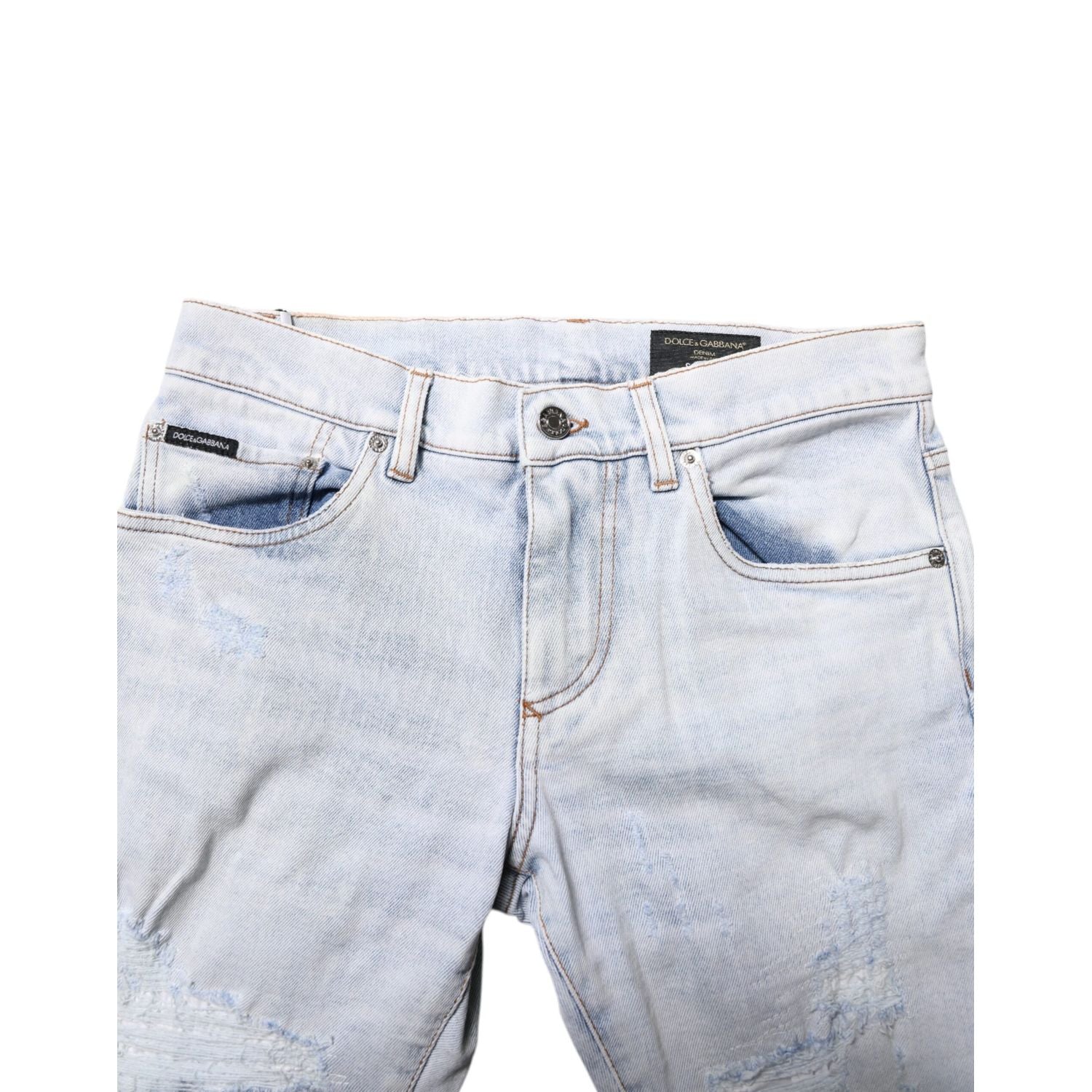 Dolce & Gabbana Light Blue Tattered Skinny Denim Jeans