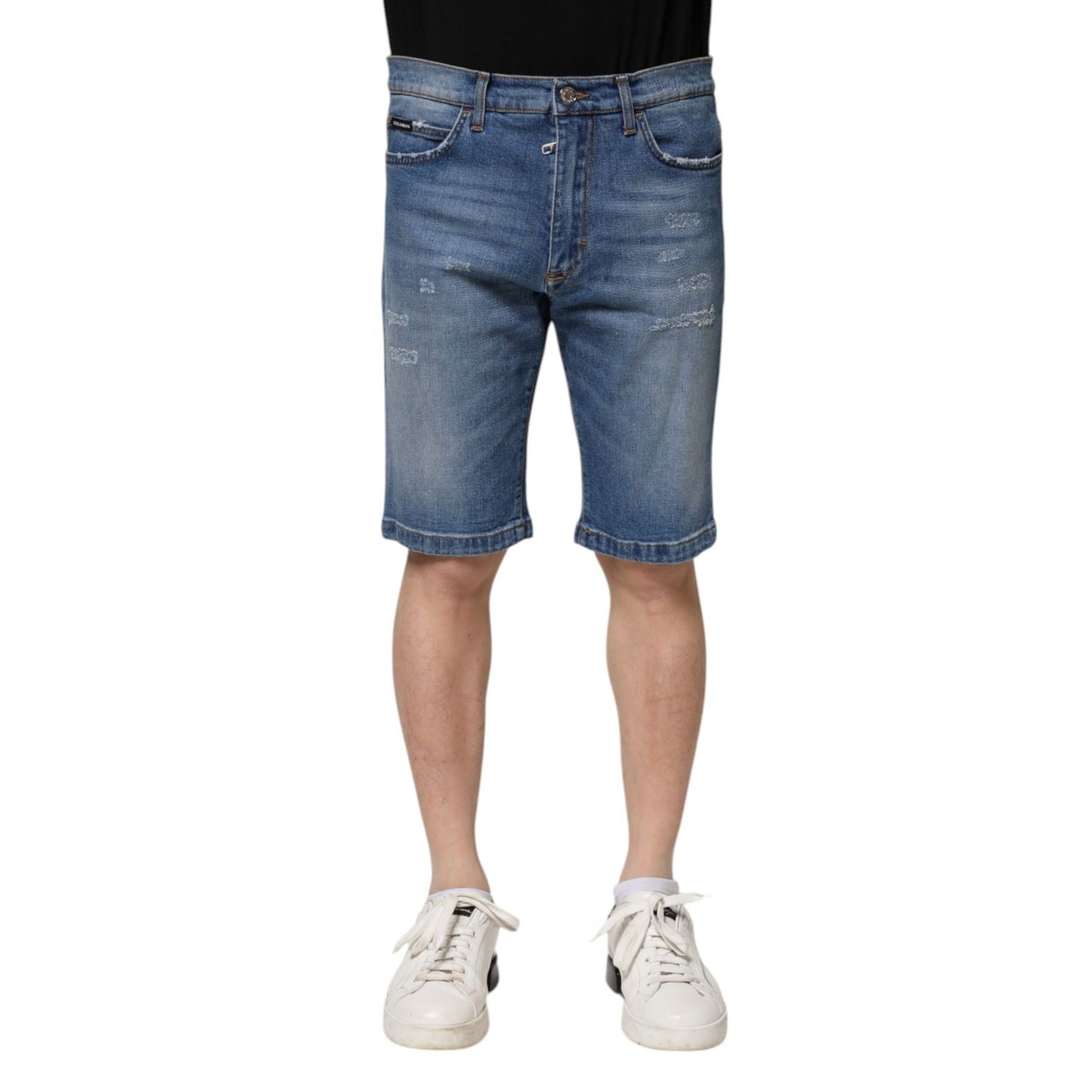 Dolce & Gabbana Blue Cotton Stretch Men Denim Bermuda Shorts