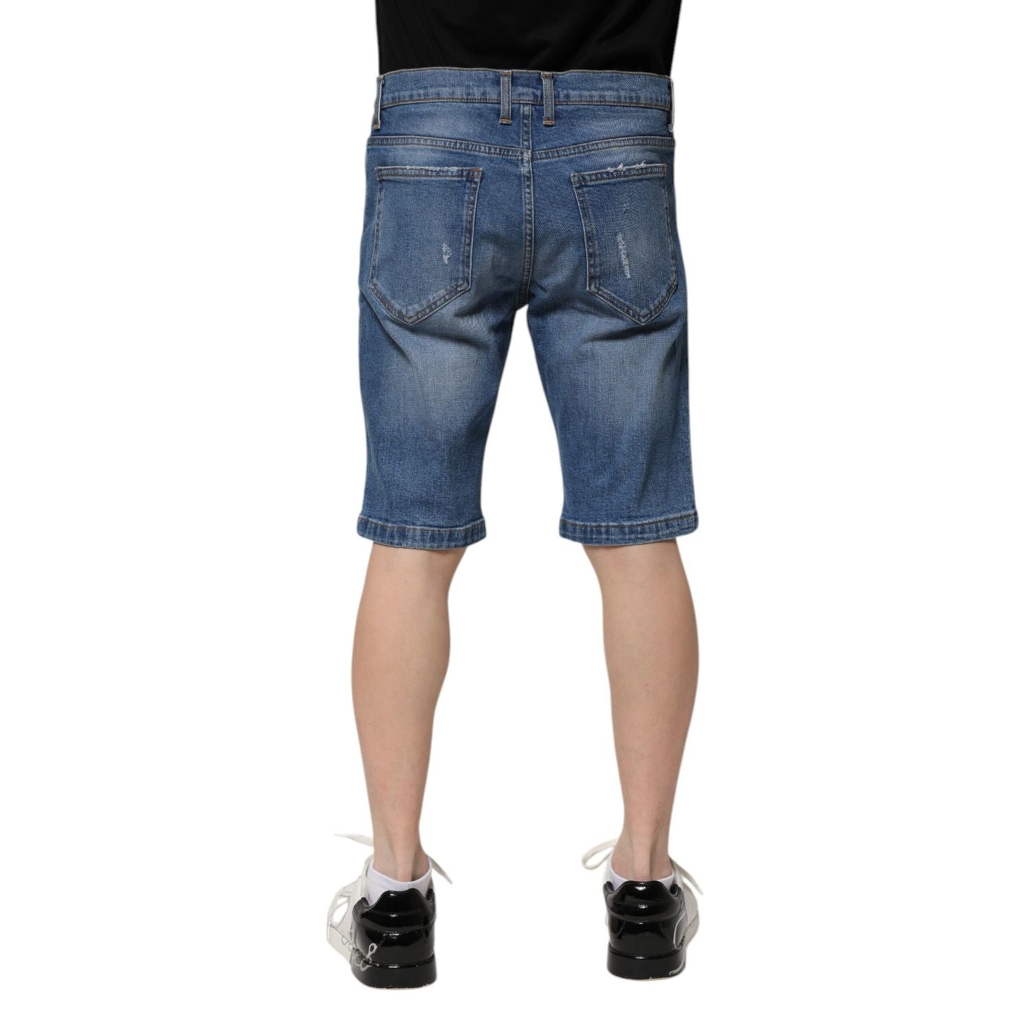 Dolce & Gabbana Blue Cotton Stretch Men Denim Bermuda Shorts