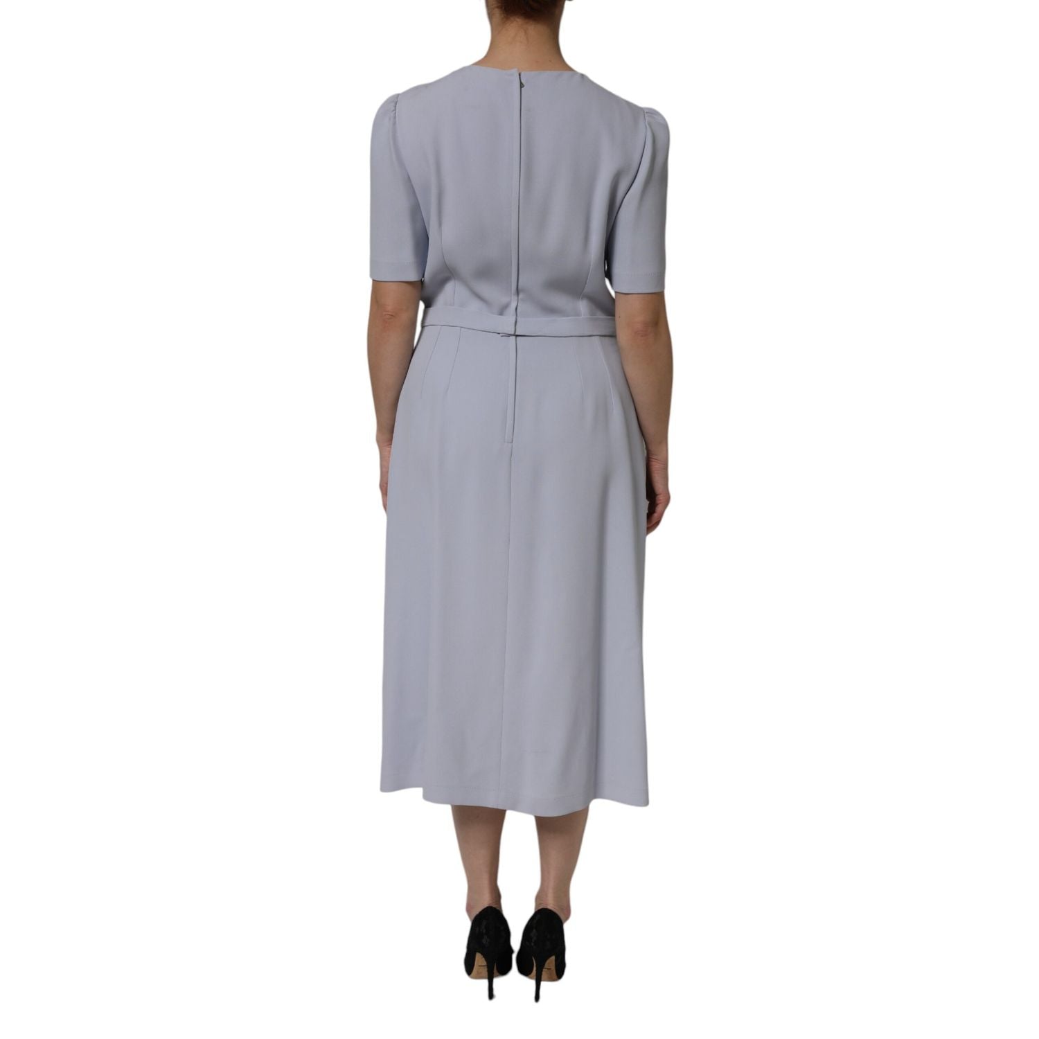 Dolce & Gabbana Gray Viscose ShortSleeve Sheath Midi Dress