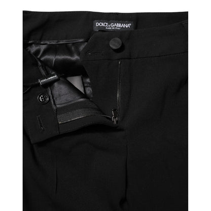Dolce & Gabbana Black Wool Mid Waisted Tapered Dress Pants