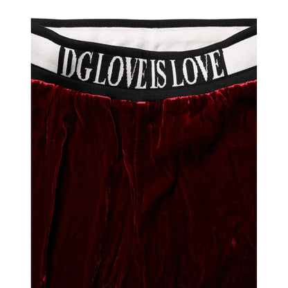 Dolce & Gabbana Red Viscose DG Logo Mid Waist Pants