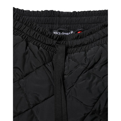 Dolce & Gabbana Black Quilted Mid Waist Jogger Pants