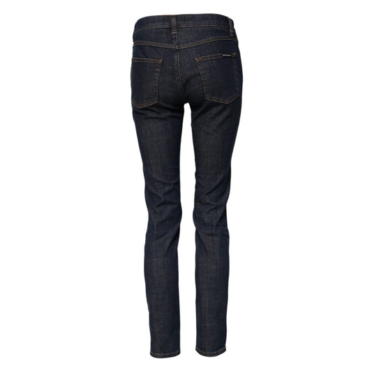 Dolce & Gabbana Blue Skinny Cotton Mid Waisted Denim Jeans PAN75091-40