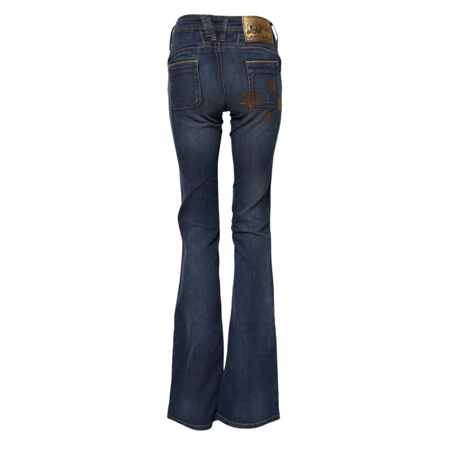 John Galliano Blue Cotton Mid Waist Wide Leg Denim Jeans