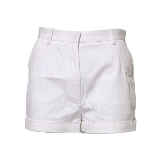 Dolce & Gabbana White Cotton Mid Waist Women Bermuda Shorts