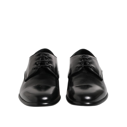 Dolce & Gabbana Black Leather Lace Up Derby Men Dress Shoes MV7478-42