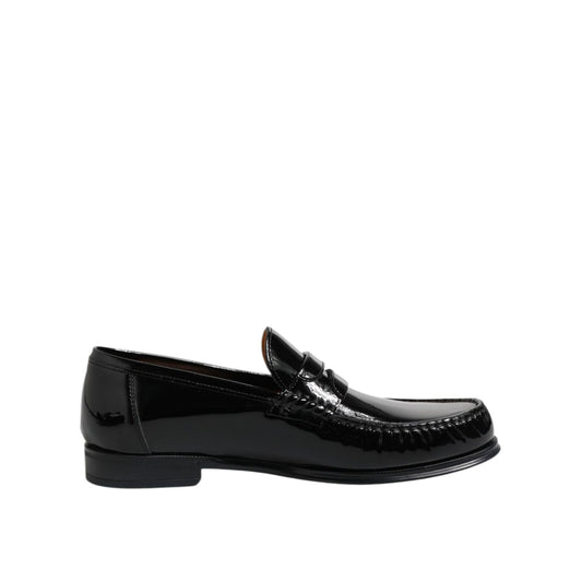 Dolce & Gabbana Black Leather Slip On Loafers Dress Shoes MV7492-41.5