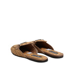 Dolce & Gabbana Beige Rattan Flat Mule Men Sandals Shoes MV7495-44