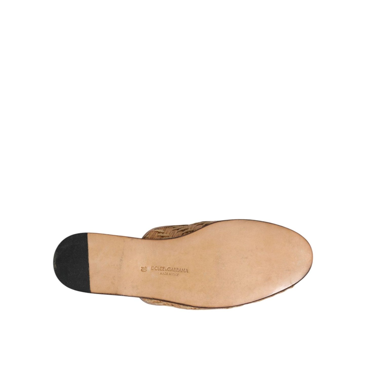Dolce & Gabbana Beige Rattan Flat Mule Men Sandals Shoes MV7495-44