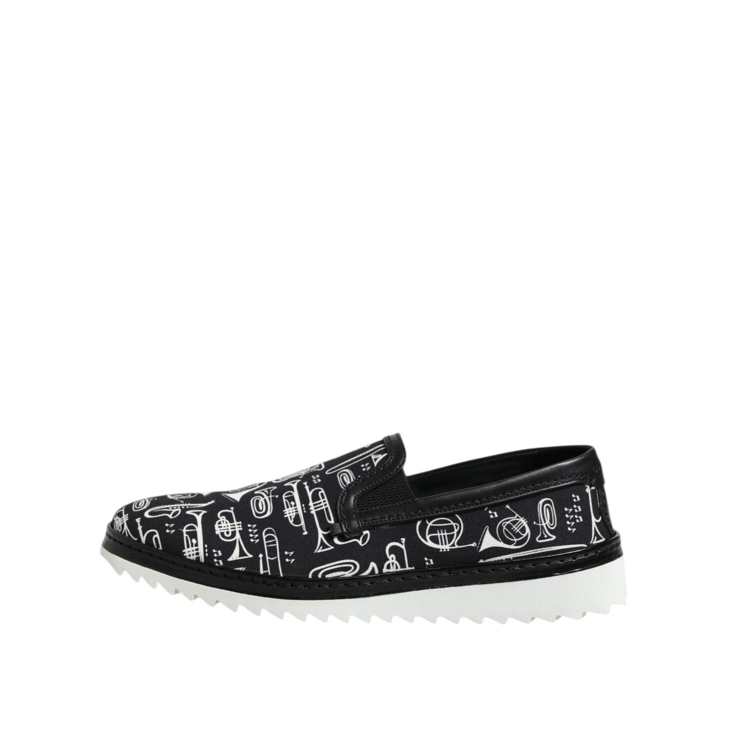 Dolce & Gabbana Black Slip On Printed Men Loafers Shoes