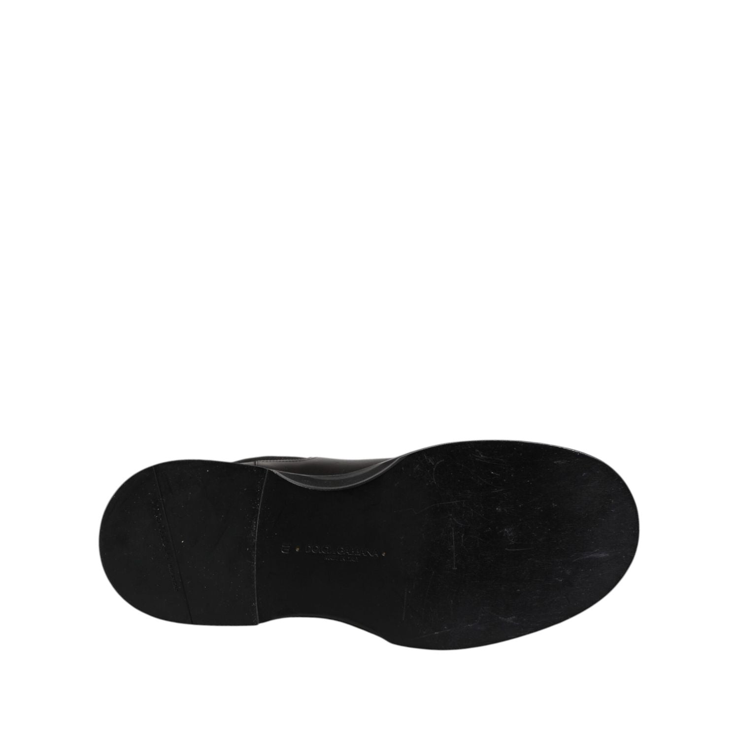 Dolce & Gabbana Black Leather Mid Calf Boots Flats Shoes