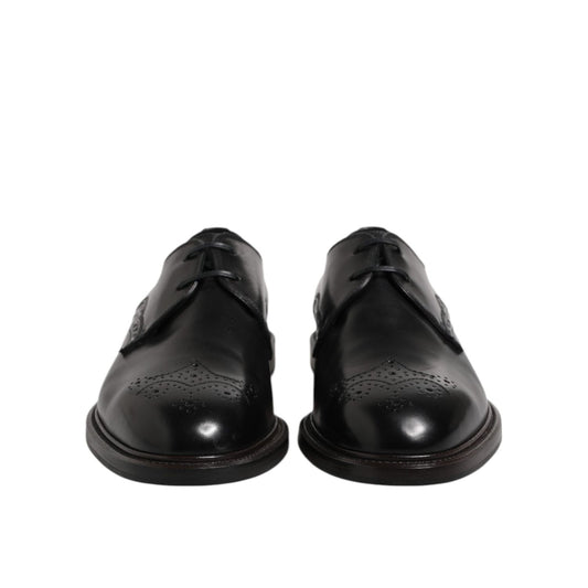 Dolce & Gabbana Black Leather Derby Wingtip Formal Shoes MV7524-41