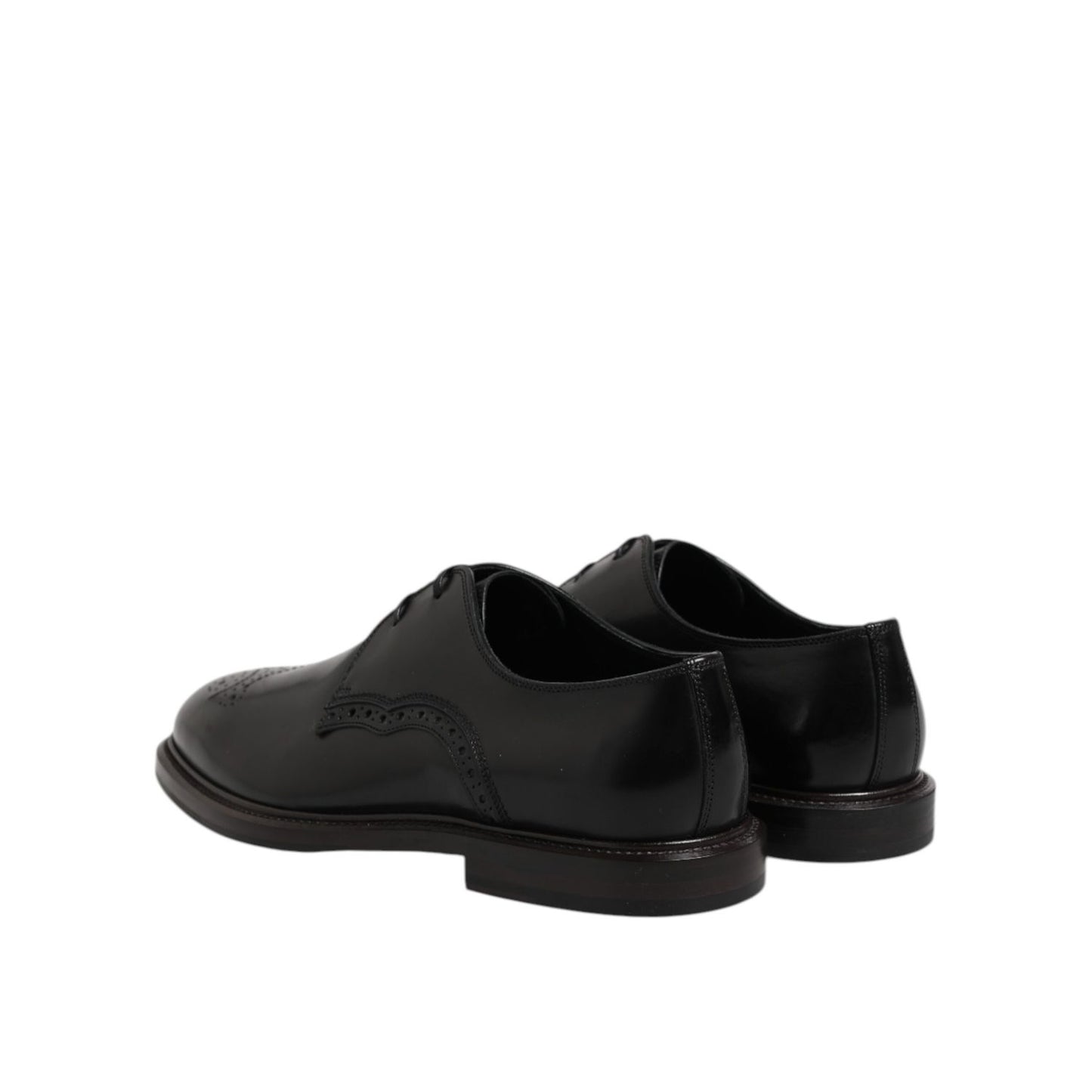 Dolce & Gabbana Black Leather Derby Wingtip Formal Shoes