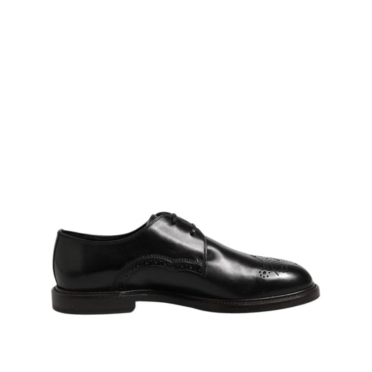 Dolce & Gabbana Black Leather Derby Wingtip Formal Shoes MV7524-41