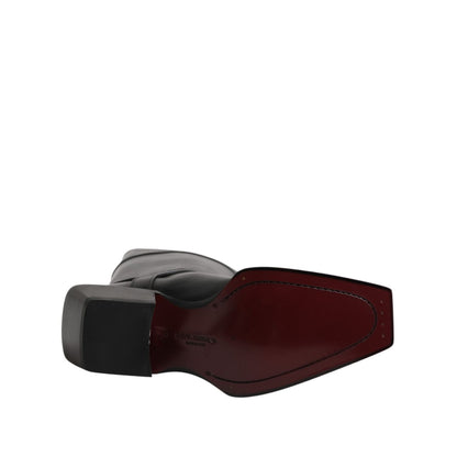 Dolce & Gabbana Black Leather High Boots Flats Shoes