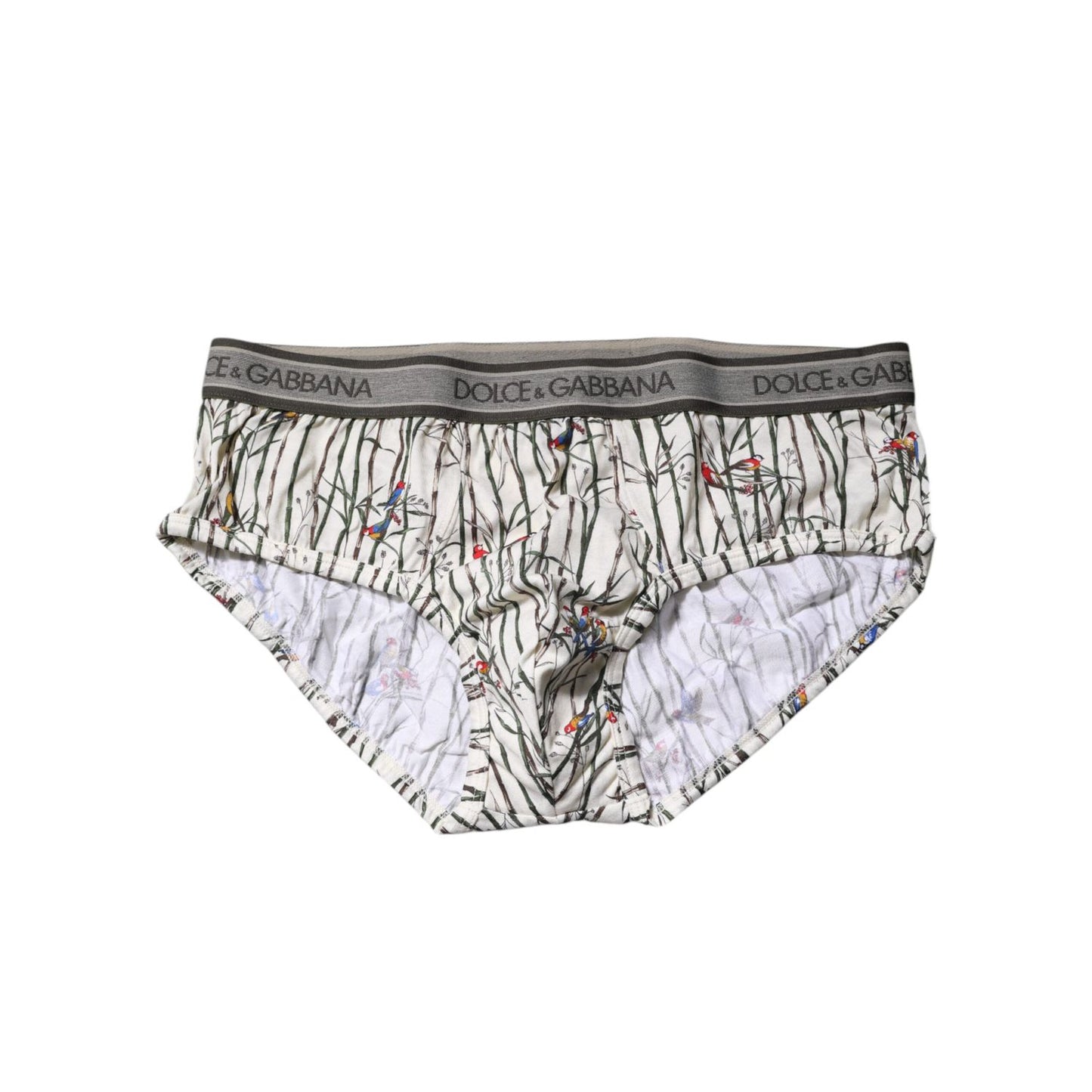 Dolce & Gabbana Ivory Bird Print Cotton Regular Brief Underwear