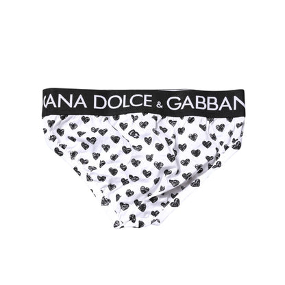 Dolce & Gabbana White Heart Printed Regular Brief Underwear