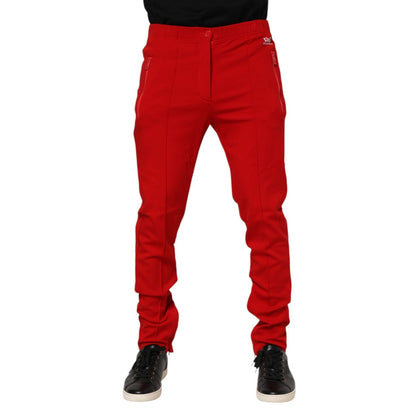 Dolce & Gabbana Red Viscose Logo Jogger Men Sweatpants Pants