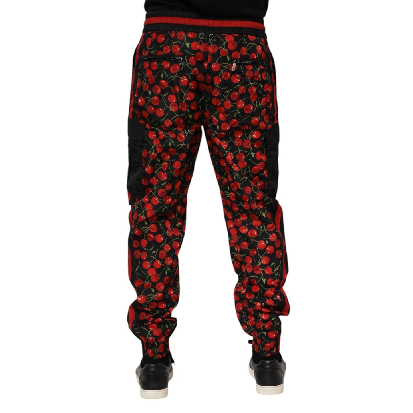 Dolce & Gabbana Black Red Cherry Print Men Sweatpants Pants
