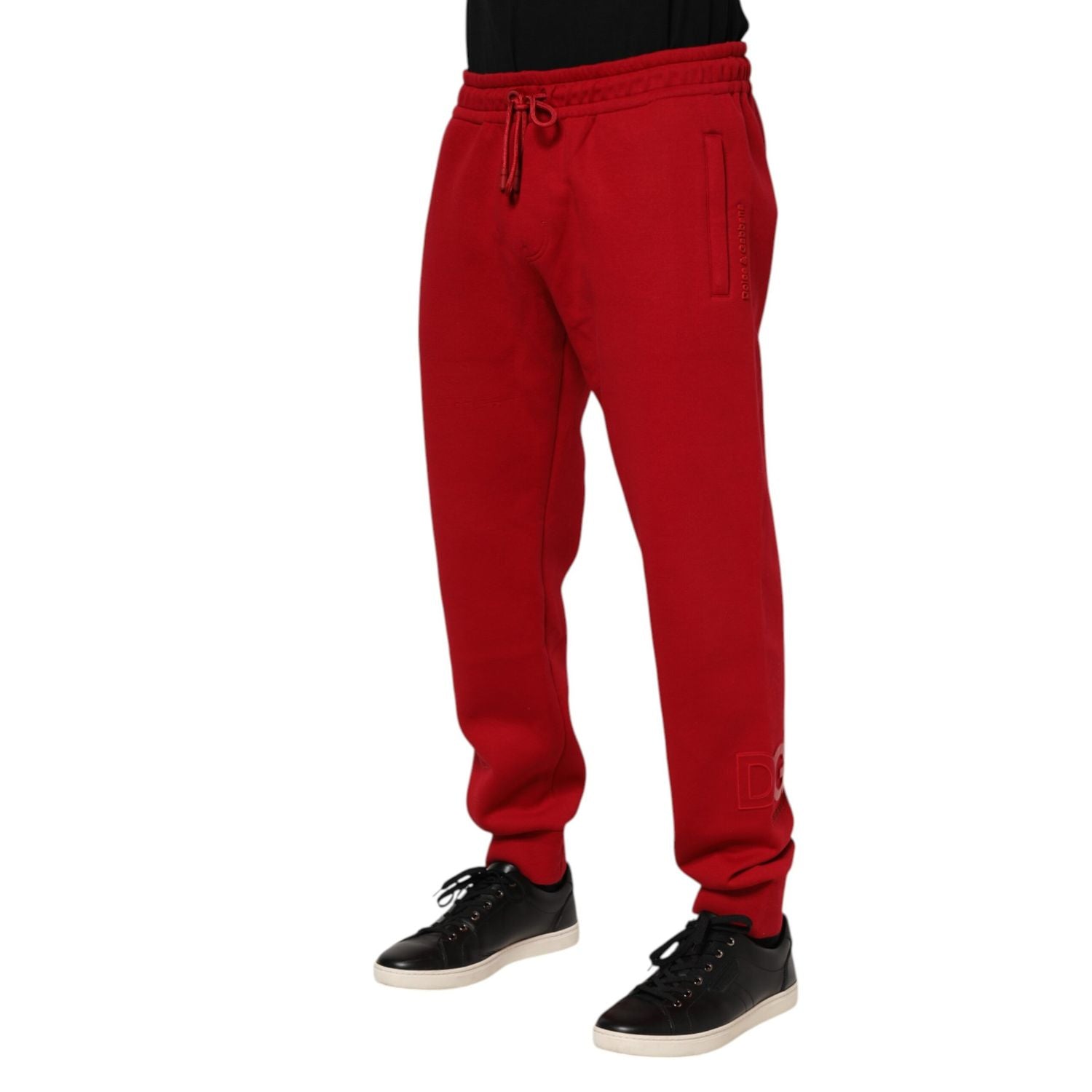 Dolce & Gabbana Red Cotton Logo Jogger Men Sweatpants Pants