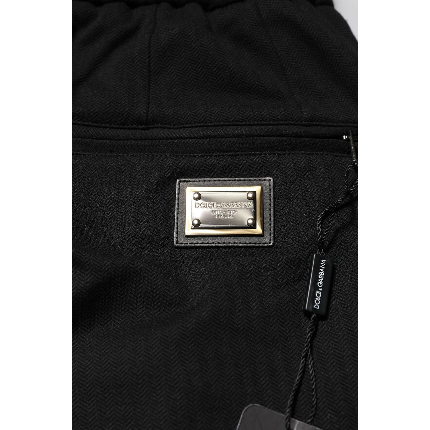 Dolce & Gabbana Black Viscose Drawstring Men Jogger Pants