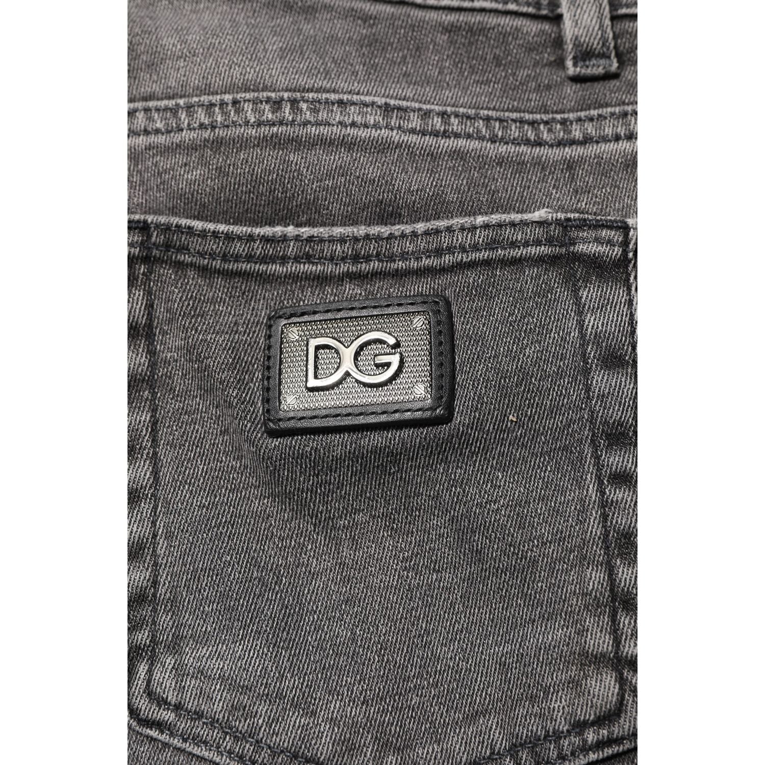 Dolce & Gabbana Gray Cotton Logo Plaque Men Denim Jeans