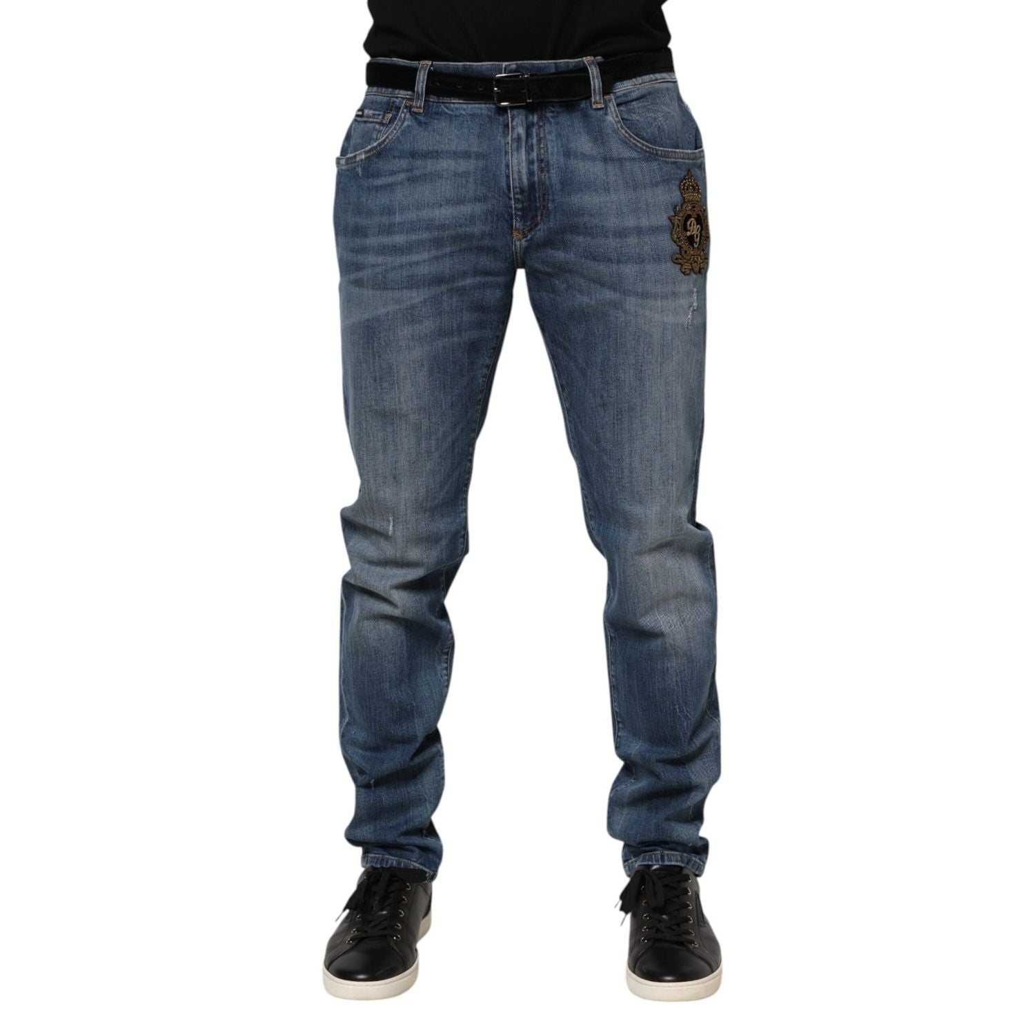 Dolce & Gabbana Blue Logo Embroidery Denim Jeans