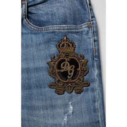 Dolce & Gabbana Blue Logo Embroidery Denim Jeans