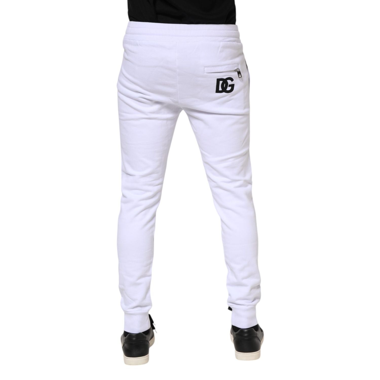 Dolce & Gabbana White Cotton Drawstring Jogger Pants