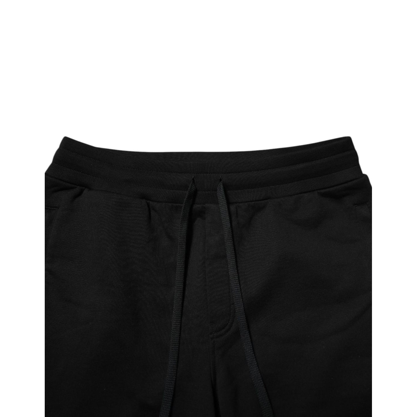 Dolce & Gabbana Black Cotton Logo Tape Men Jogger Pants