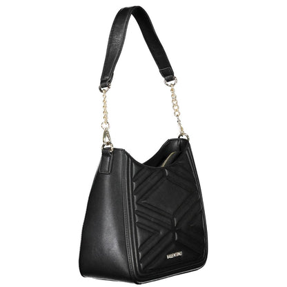 Mario Valentino Black Polyethylene Handbag with zip closure, removable shoulder strap, and internal phone holder spaces.