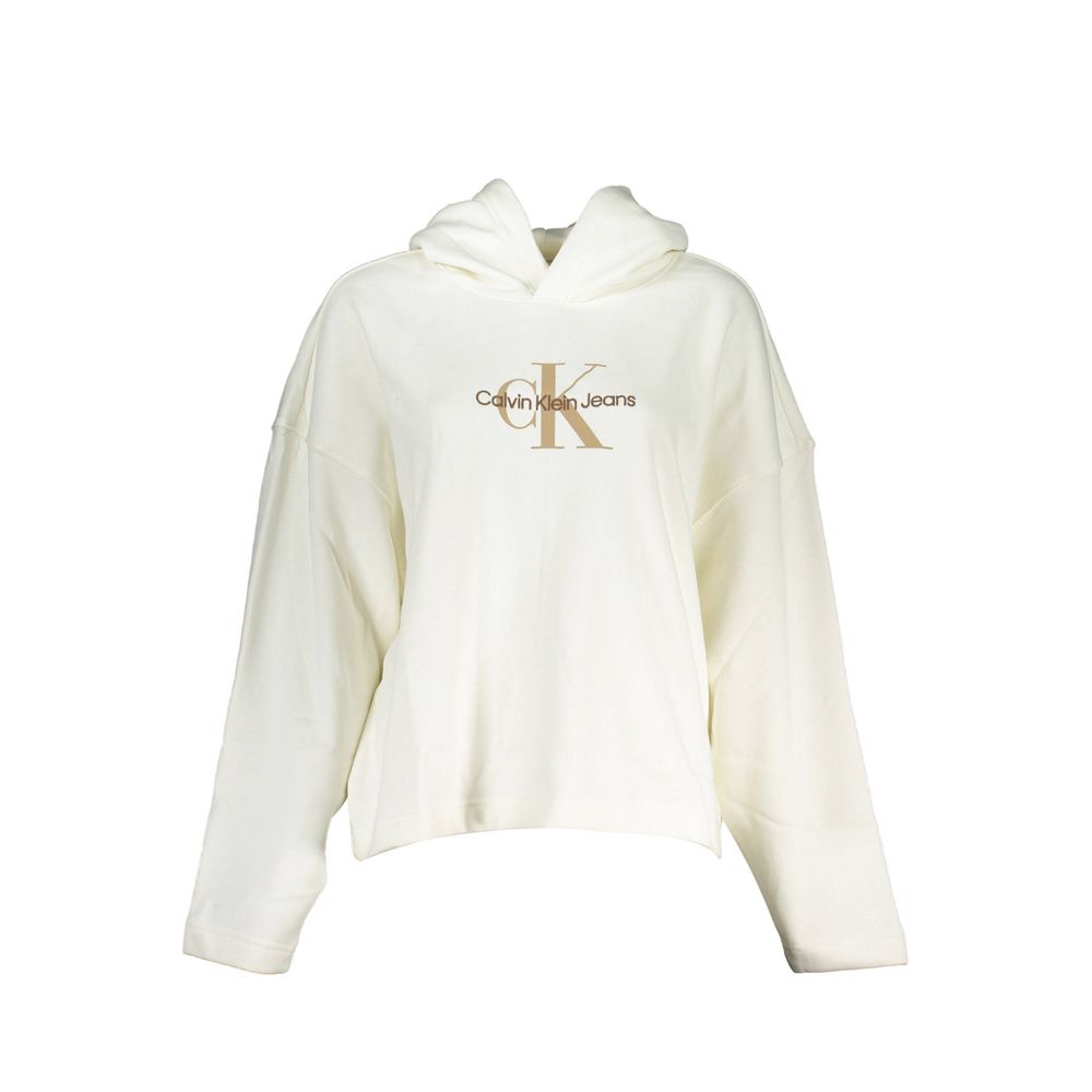 Calvin Klein White Cotton Women Sweater with embroidered logo, perfect for casual-chic style. Made of cotton and polyester.